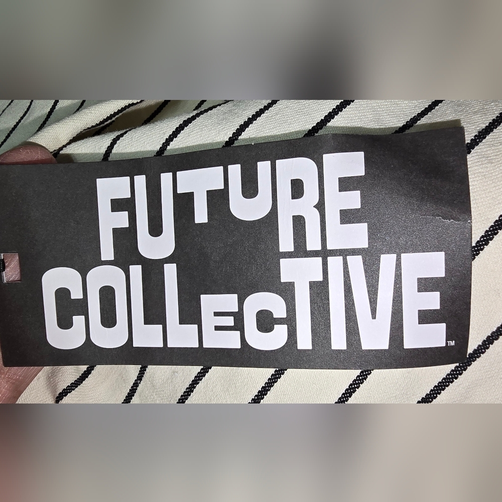 #1382 Future Collective Black and White Striped Barrel Leg Jeans Cargo Pants - Picture 6 of 8